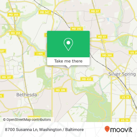 Mapa de 8700 Susanna Ln, Chevy Chase, MD 20815