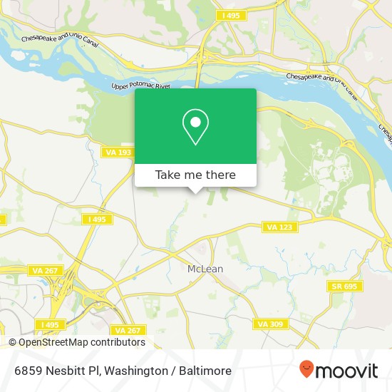 Mapa de 6859 Nesbitt Pl, McLean, VA 22101