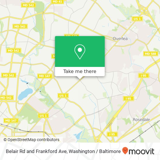 Mapa de Belair Rd and Frankford Ave, Baltimore, MD 21206
