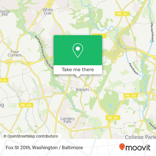 Mapa de Fox St 20th, Hyattsville (ADELPHI), MD 20783