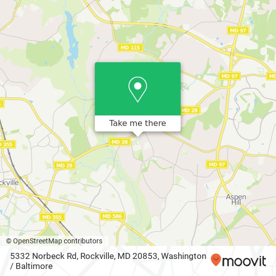 Mapa de 5332 Norbeck Rd, Rockville, MD 20853