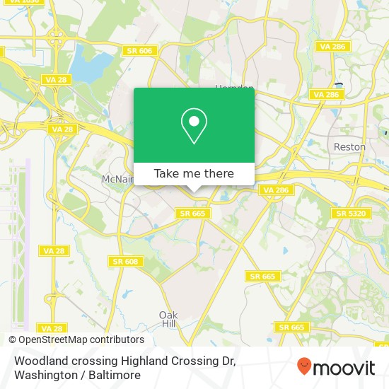 Mapa de Woodland crossing Highland Crossing Dr, Herndon, VA 20171