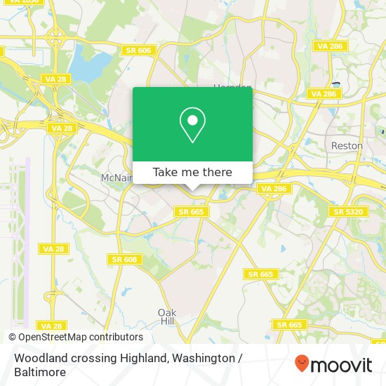Mapa de Woodland crossing Highland, Herndon, VA 20171