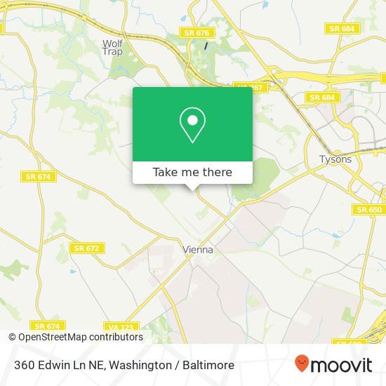 Mapa de 360 Edwin Ln NE, Vienna, VA 22180