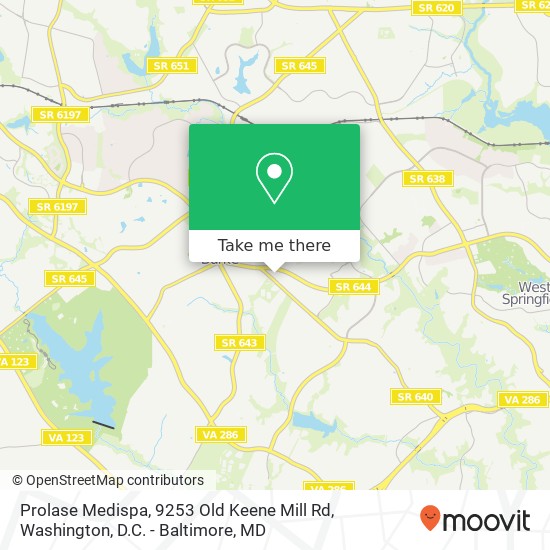 Mapa de Prolase Medispa, 9253 Old Keene Mill Rd