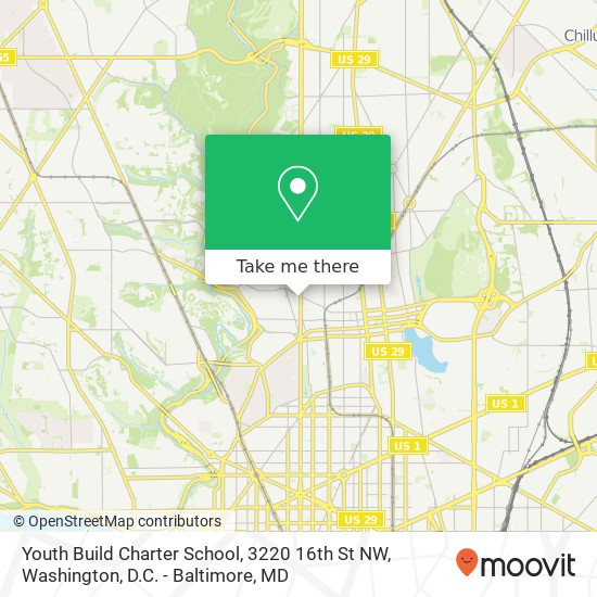 Mapa de Youth Build Charter School, 3220 16th St NW