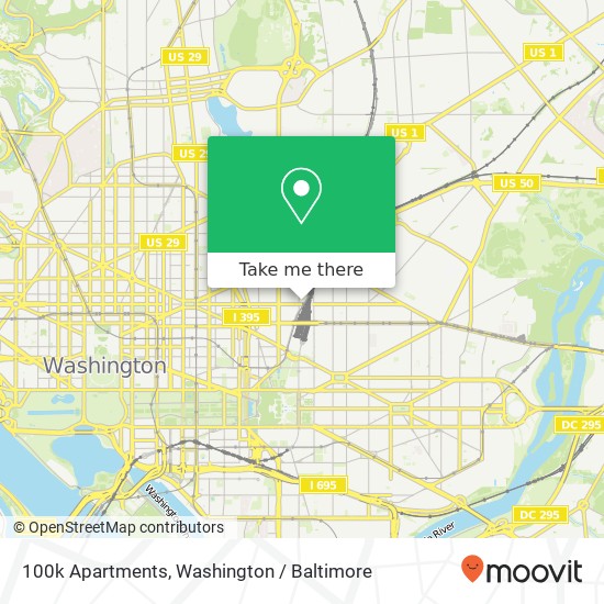 Mapa de 100k Apartments, 100 K St NE