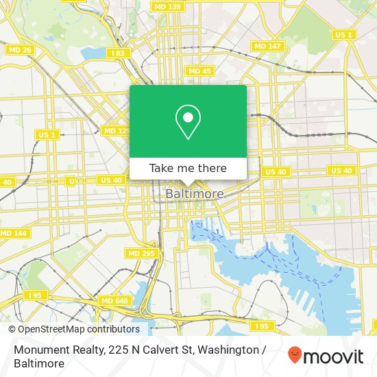 Mapa de Monument Realty, 225 N Calvert St