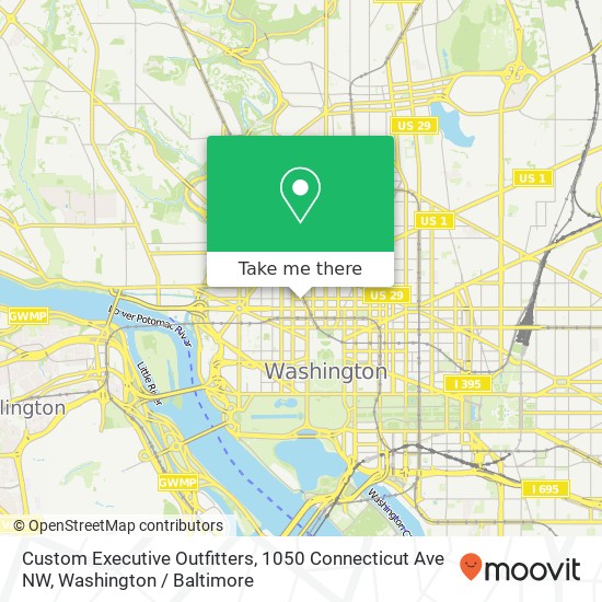Mapa de Custom Executive Outfitters, 1050 Connecticut Ave NW
