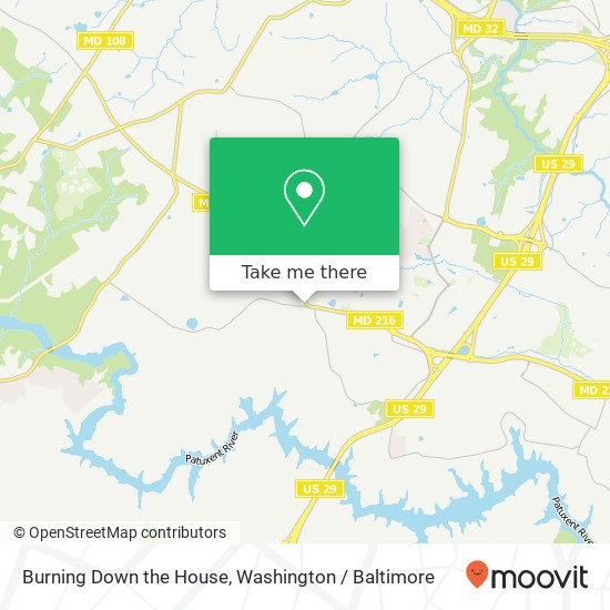 Mapa de Burning Down the House, 11821 Scaggsville Rd