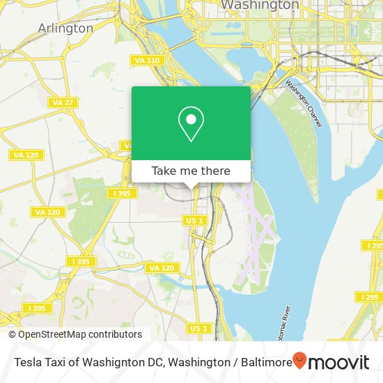 Mapa de Tesla Taxi of Washignton DC