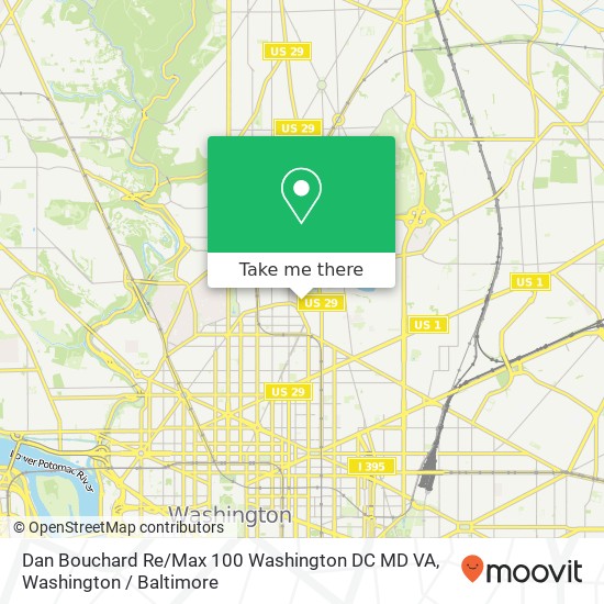 Mapa de Dan Bouchard Re / Max 100 Washington DC MD VA, Sherman Ave NW