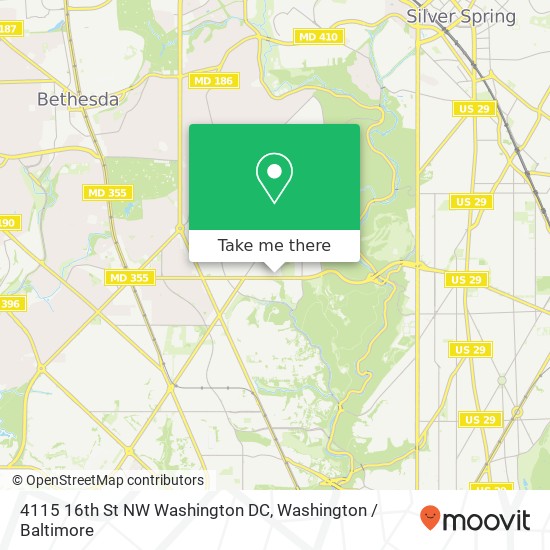 Mapa de 4115 16th St NW Washington DC, 30th Pl NW