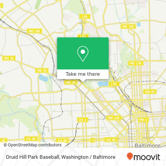 Druid Hill Park Baseball, McCulloh St map