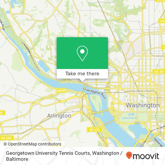 Mapa de Georgetown University Tennis Courts, 3613 Canal Rd NW