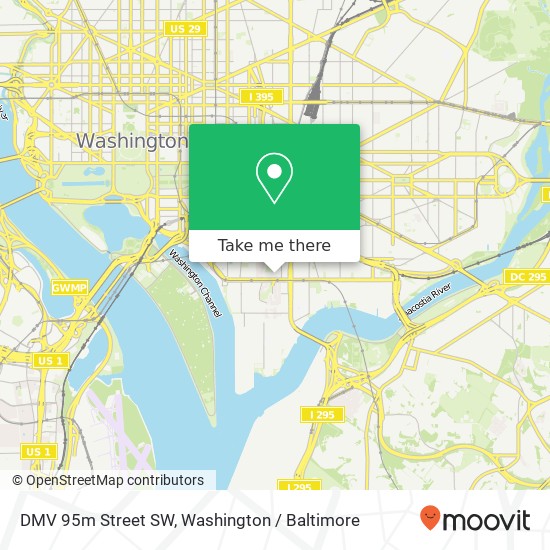 DMV 95m Street SW, 95 M St SW map