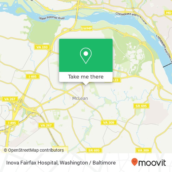 Mapa de Inova Fairfax Hospital