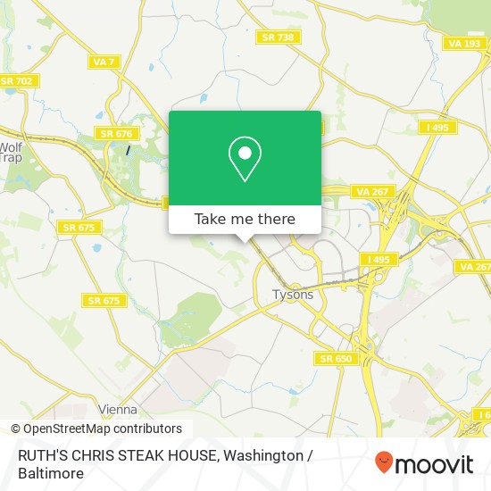 Mapa de RUTH'S CHRIS STEAK HOUSE, 8521 Leesburg Pike