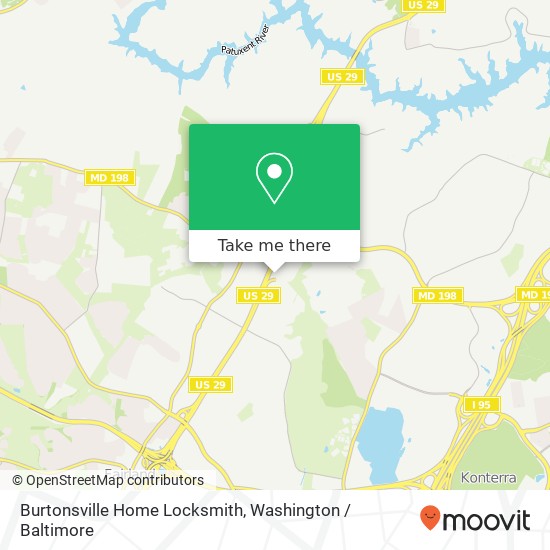 Mapa de Burtonsville Home Locksmith, 15010 Blackburn Rd