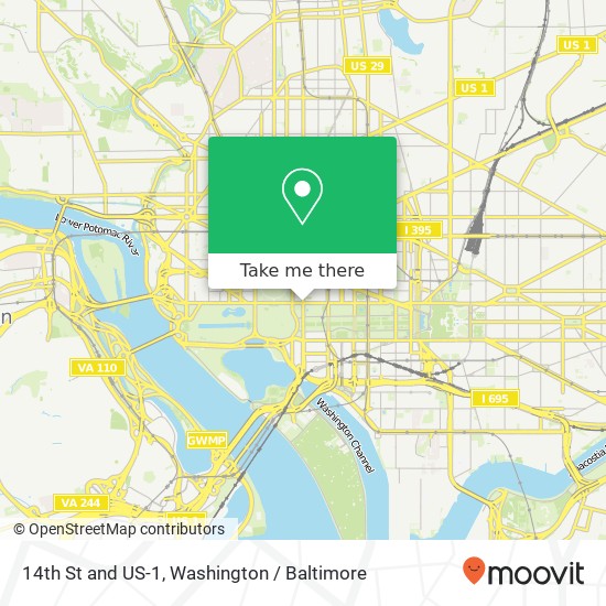 14th St and US-1, Washington, DC 20004 map