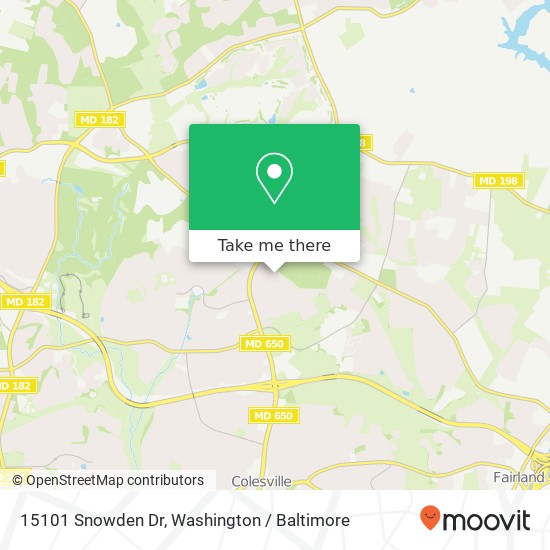 Mapa de 15101 Snowden Dr, Silver Spring, MD 20905