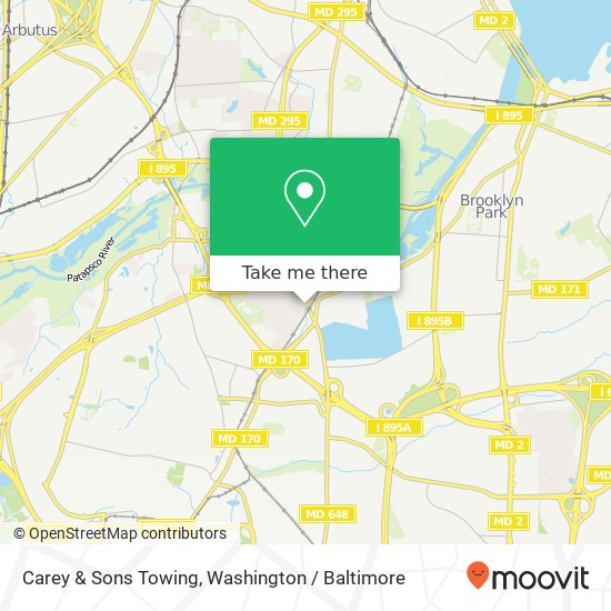 Mapa de Carey & Sons Towing, 6880 Baltimore Annapolis Blvd