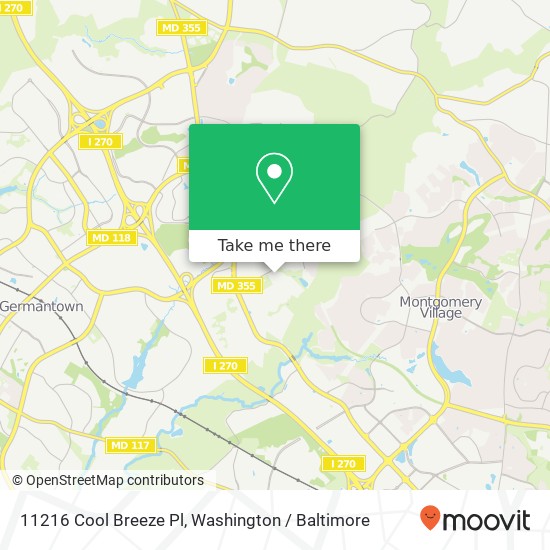 Mapa de 11216 Cool Breeze Pl, Germantown, MD 20876