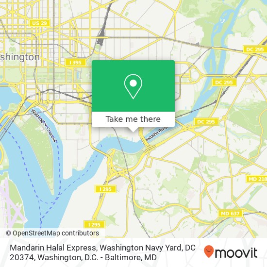 Mapa de Mandarin Halal Express, Washington Navy Yard, DC 20374
