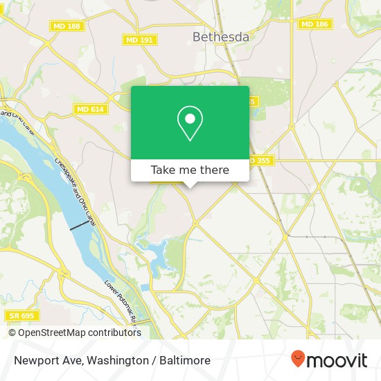 Mapa de Newport Ave, Bethesda, MD 20816