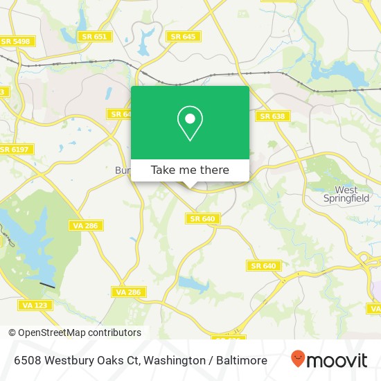 Mapa de 6508 Westbury Oaks Ct, Springfield, VA 22152