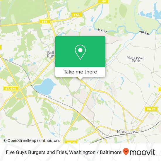 Mapa de Five Guys Burgers and Fries, 8366 Sudley Rd