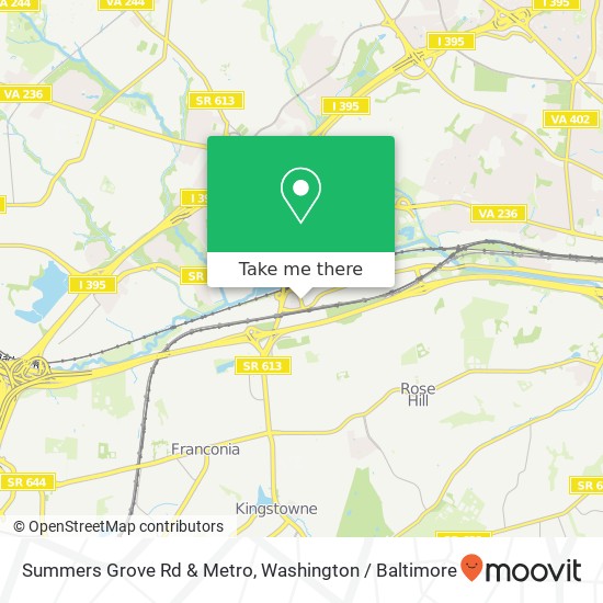 Mapa de Summers Grove Rd & Metro, Alexandria, VA 22304