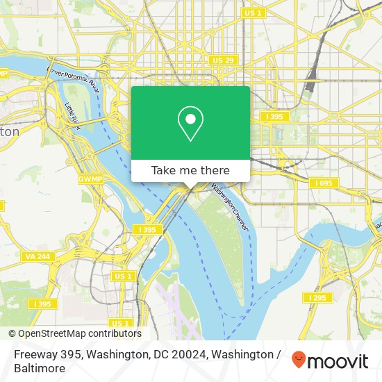 Mapa de Freeway 395, Washington, DC 20024