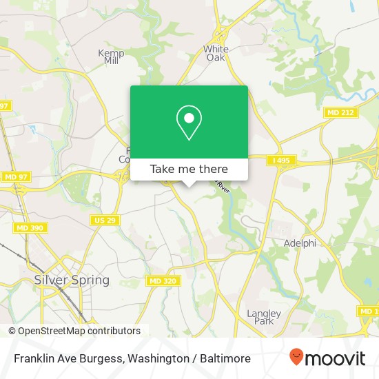 Mapa de Franklin Ave Burgess, Silver Spring, MD 20901