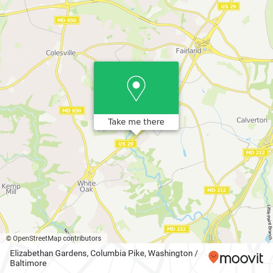 Elizabethan Gardens, Columbia Pike map