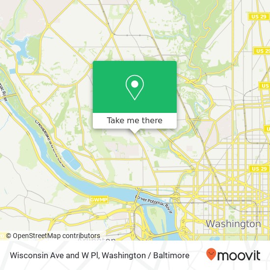 Mapa de Wisconsin Ave and W Pl, Washington, DC 20007