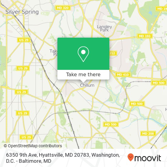 Mapa de 6350 9th Ave, Hyattsville, MD 20783