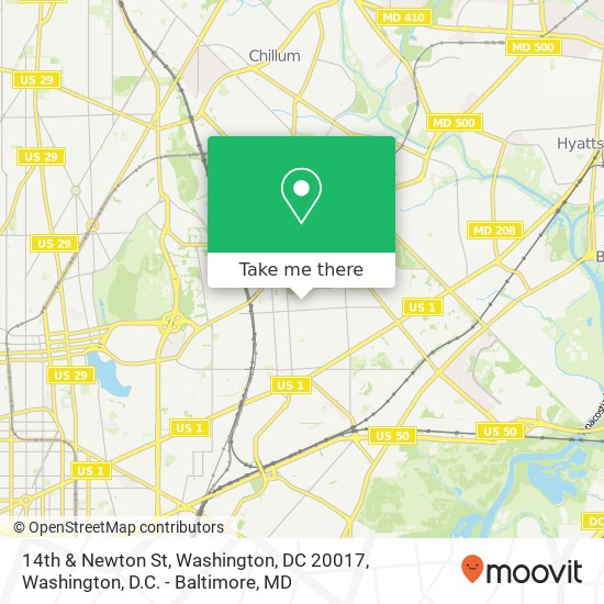 14th & Newton St, Washington, DC 20017 map