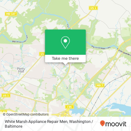 White Marsh Appliance Repair Men, Cross Brook Dr map