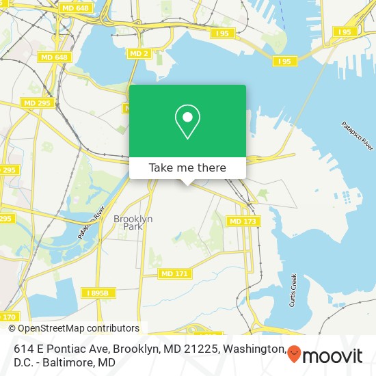 Mapa de 614 E Pontiac Ave, Brooklyn, MD 21225