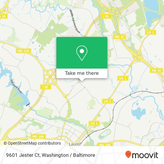 Mapa de 9601 Jester Ct, Laurel, MD 20723