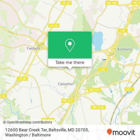Mapa de 12600 Bear Creek Ter, Beltsville, MD 20705