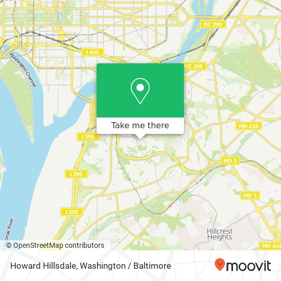 Mapa de Howard Hillsdale, Washington, DC 20020