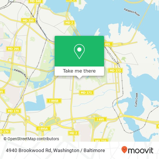 Mapa de 4940 Brookwood Rd, Brooklyn, MD 21225