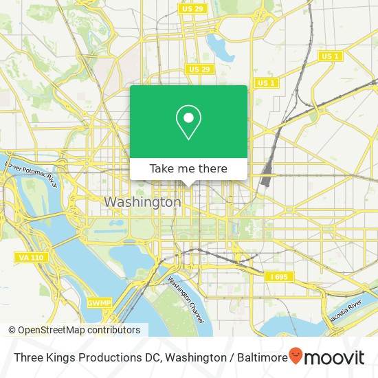 Three Kings Productions DC, F St NW map
