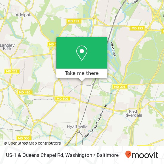 Mapa de US-1 & Queens Chapel Rd, University Park, MD 20782