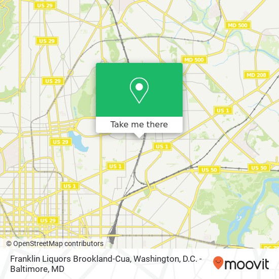 Franklin Liquors Brookland-Cua map