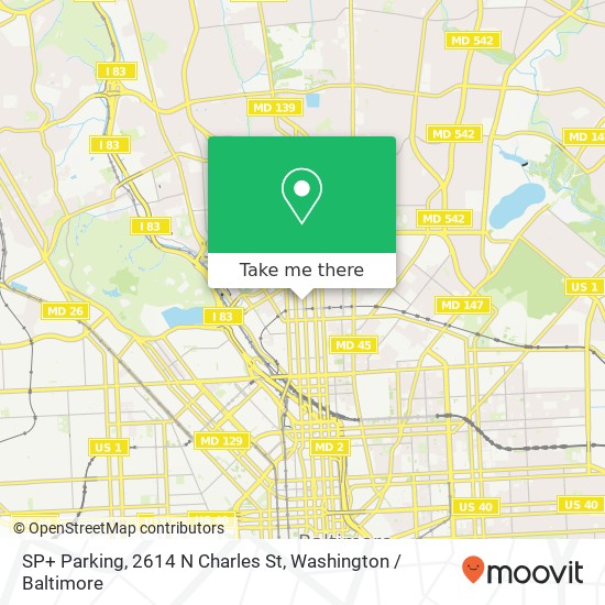 Mapa de SP+ Parking, 2614 N Charles St