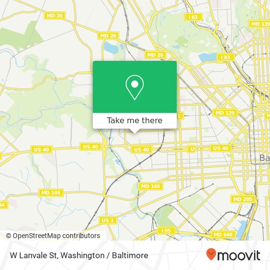 Mapa de W Lanvale St, Baltimore, MD 21216