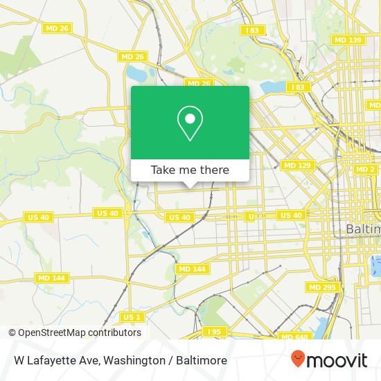 Mapa de W Lafayette Ave, Baltimore, MD 21216